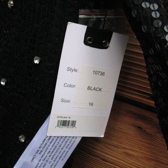 Mac Duggal 10736 Womens Sequin Faux Wrap Sequined Long Sleeve Gown - Picture 15 of 15